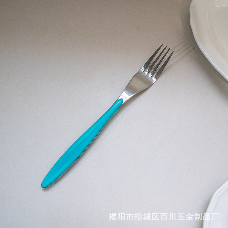 304Stainless Steel Spoon Colorful Western Food Spoon Baby Feeding Spoon Thickened Adult Table Spoon Restaurant Hotel Dessert Spoon