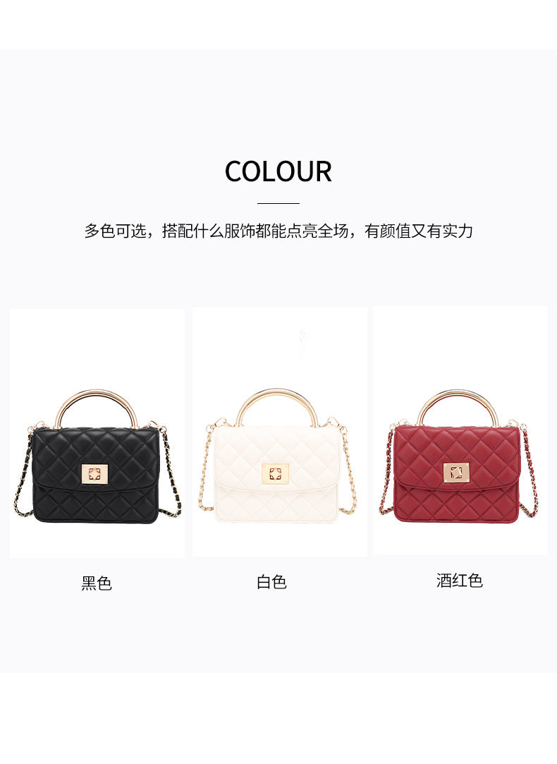 European and American Style Small Square Bag New Diamond Embroidery Women's Bag Niche Versatile Fashion Chain Crossbody Women's Bag Single Shoulder Small Square Bag
