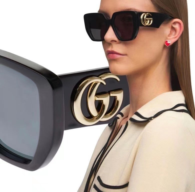 G Home Sunglasses European and American Style ins Xiaohongshu Celebrity Style Sunglasses Square Frame Color Block Legs Unisex GG6040