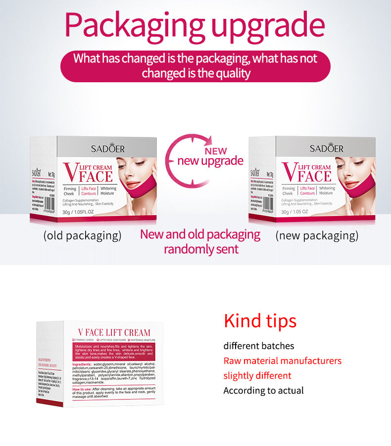 Full English V Face Tightening Cream30gSADOER Facial Lifting and Firming Skin Facial Cream  Foreign Trade Wholesale
