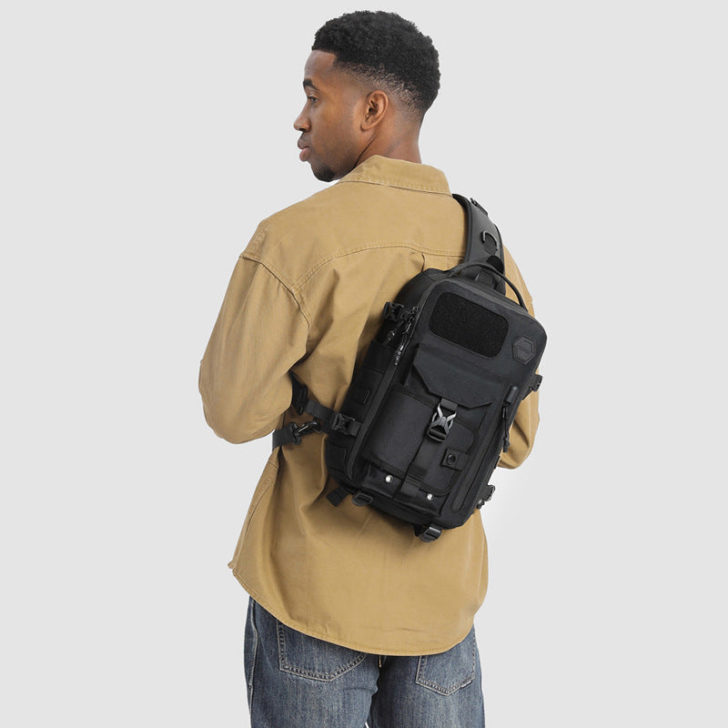 OZUKO Tactical Chest Bag Men's Waterproof Crossbody Bag Outdoor Sports Small Backpack Trendy Shoulder Portable Men's Bag