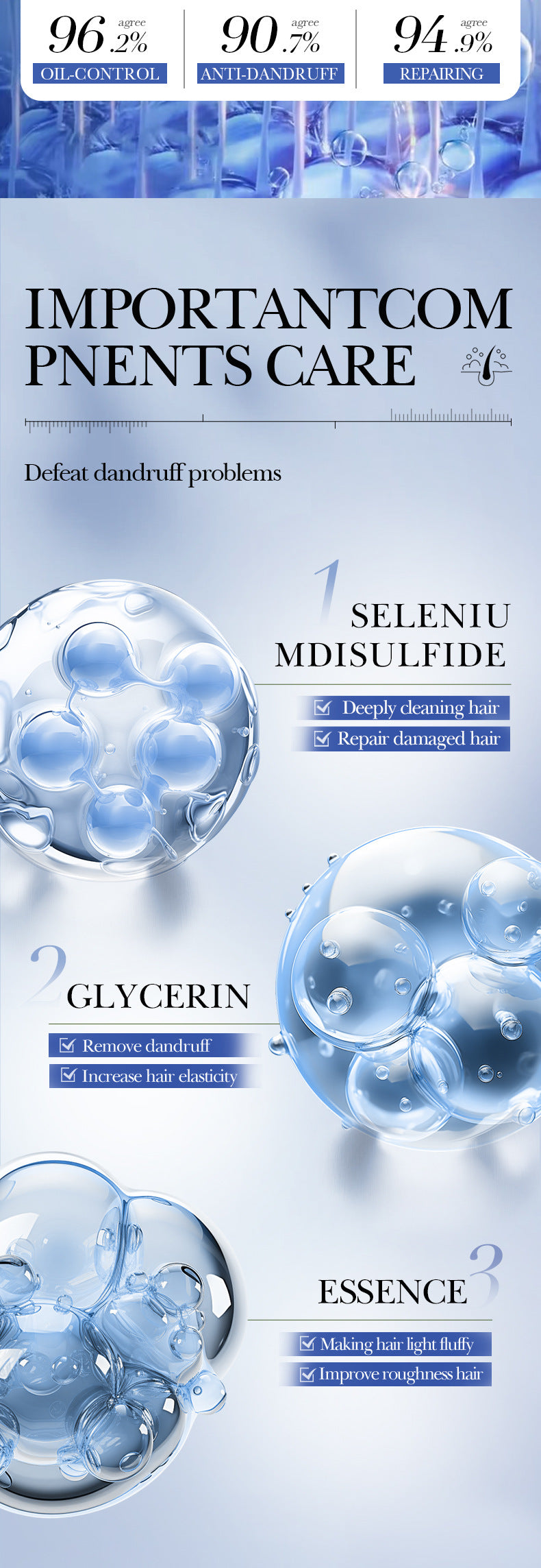 Cross-border Selenium Disulfide Anti-Dandruff Shampoo400ml Deep Cleansing and Moisturizing Shampoo Export Manufacturer Wholesale