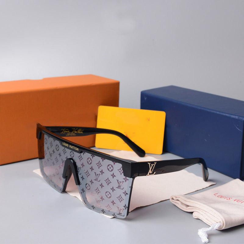 2022European and American Style Large Frame Integrated Half Frame Fashionable Personality Sunglasses for Men and Women One-piece Trendy Sunglasses