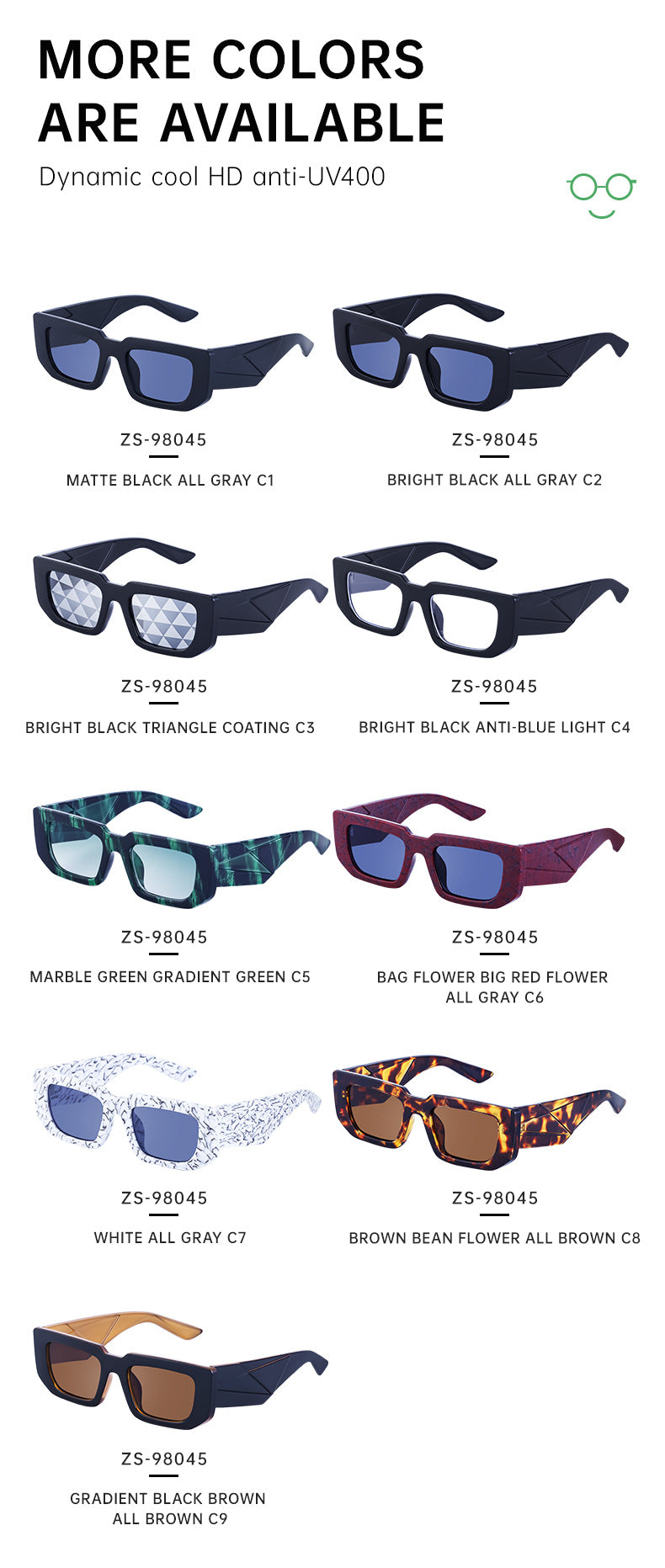 Fashion Small Frame Sunglasses for Women Trendy European and American Wide Leg Square Frame Sunglasses High-end Wholesale sunglasses
