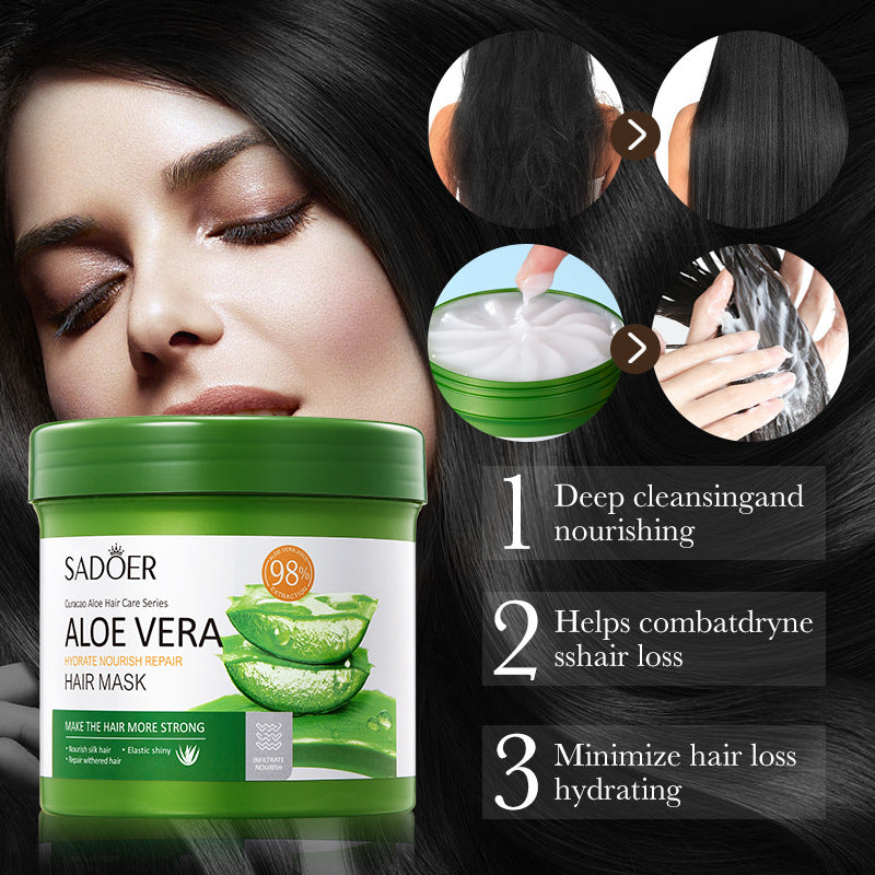 Aloe Vera Hair Mask500gSADOER Moisturizing, smooth and silky hair conditioner cross-border wholesale