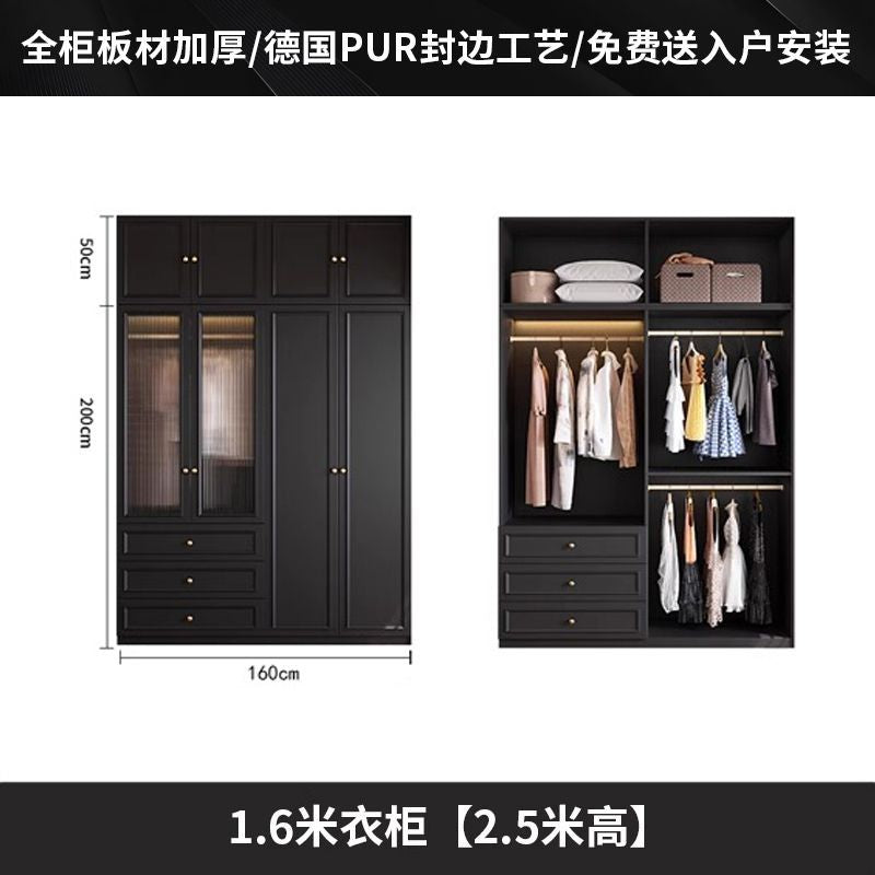 Vintage Style Wardrobe Black Cabinet Wardrobe for Home Bedroom Small Apartment Modern Simple Side Cabinet Top Cabinet Furniture Wardrobe