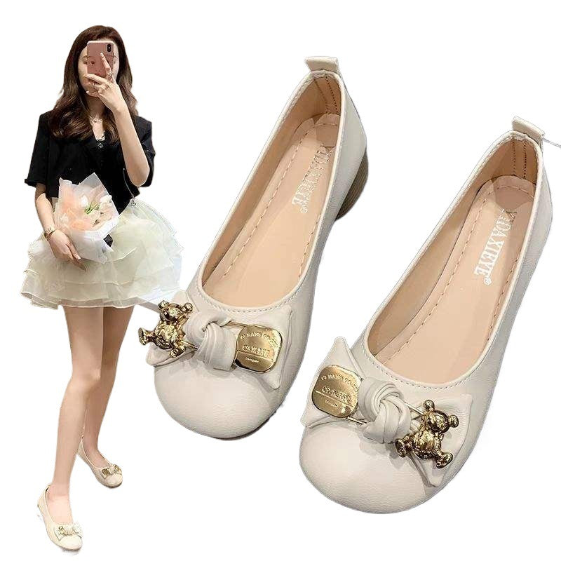 Summer Mary Jane Shoes for Women2025New Versatile British Style Height-Increasing Chunky Heel Slip-On Old Beanie Single Shoes