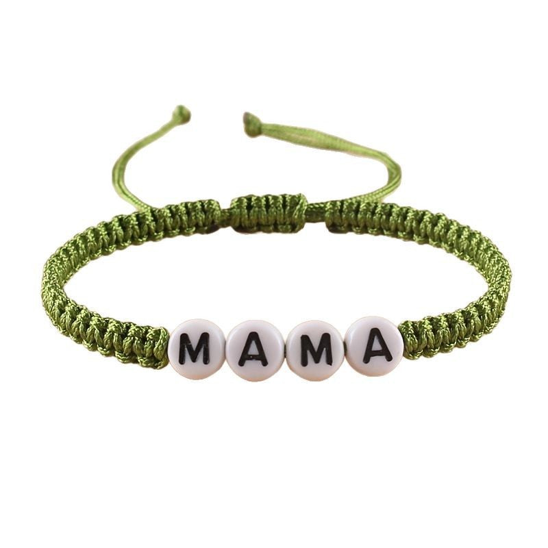 Mother's Day Birthday Gift Bracelet for Women, Stretchable Adjustable Handmade Woven Bracelet MAMA Letter Braided Bracelet