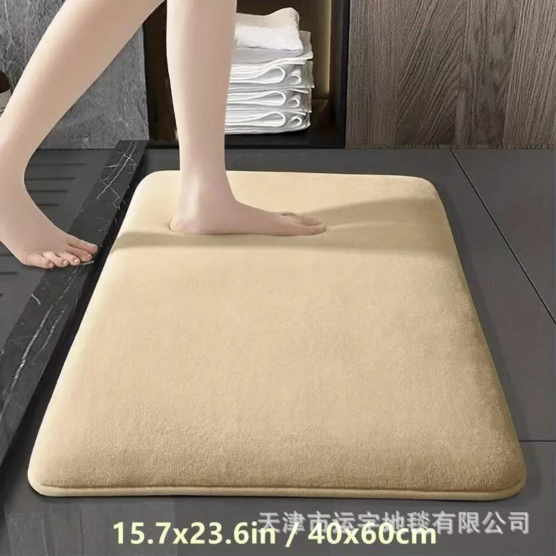 Solid Color Coral Fleece Bathroom Mat Entrance Water Absorption Foot Mat Dirt-Resistant Non-Slip Mat Manufacturer