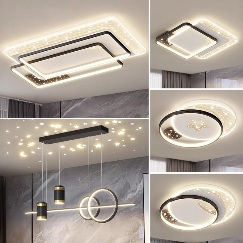 LED Light Luxury Living Room Main Light Starry Sky Restaurant Chandelier Modern Simple Nordic Bedroom Ceiling Light Full House Package