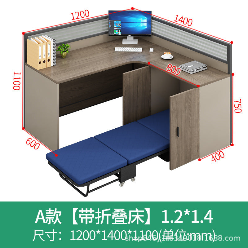 Office Desk Simple Modern Staff Desk with Rest Bed Employee Desk Furniture Partition Screen Cubicle