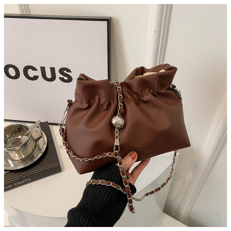 French Style Ruched Cloud Bag Niche Design Single Shoulder Women's Bag Versatile Chain Simple Fashion Crossbody Underarm Women's Bag