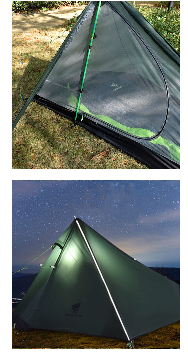 Wholesale Ultra-light Single Tent Outdoor Silicone Coated Nylon Tear-resistant Triangle Camping Hiking Waterproof Pyramid Lightweight