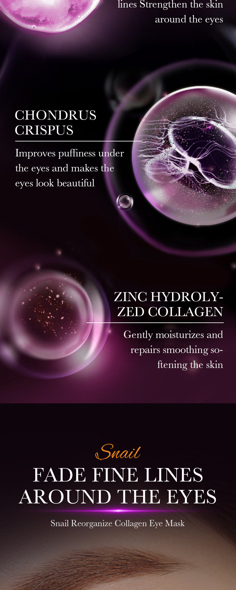 Snail Eye Mask SADOER Collagen improves dark circles, eye wrinkles, and eye bags cross-border wholesale