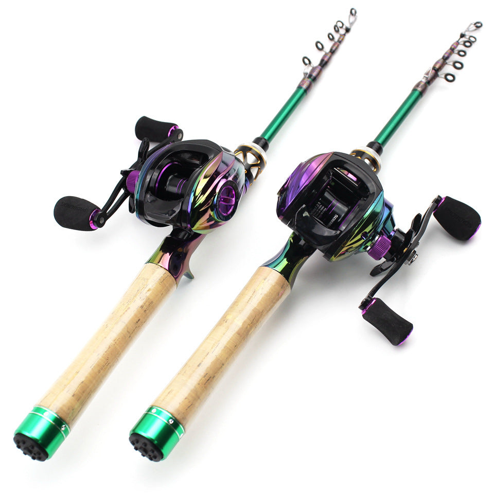 E-commerce Portable Telescopic Lure Rod Set Straight Handle Gun Handle Fishing Gear Combo FBA Overseas Warehouse Fishing Gear