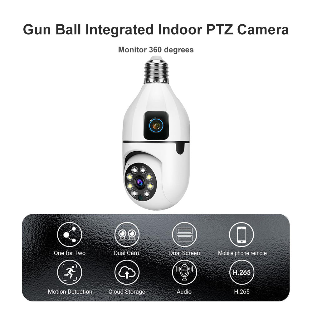 V380pro Binocular Wireless Bulb Camera WIFI Panoramic Pan-Tilt Home Indoor Light Head Night Vision