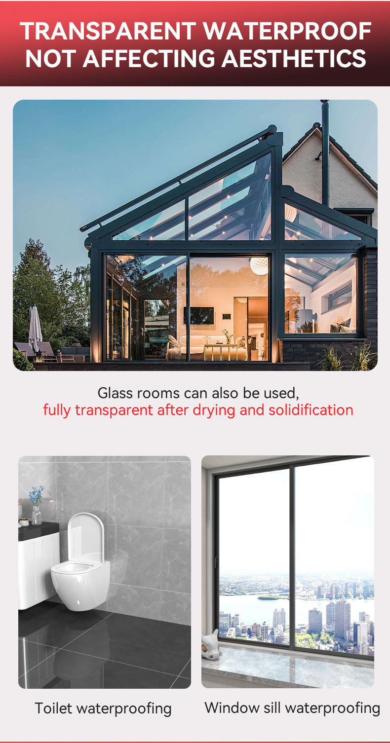 Transparent Waterproof Adhesive Exterior Wall Roof Bathroom Leak Repair Glue No Brick Breaking Floor Waterproof Coating Sealant