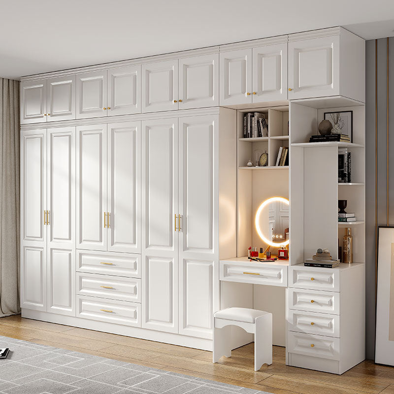 Modern Residential Dressing Wardrobe Light Luxury Pure Desire Style Custom Wall Cabinet Three-Dimensional Carving Free Combination Large Capacity Wardrobe