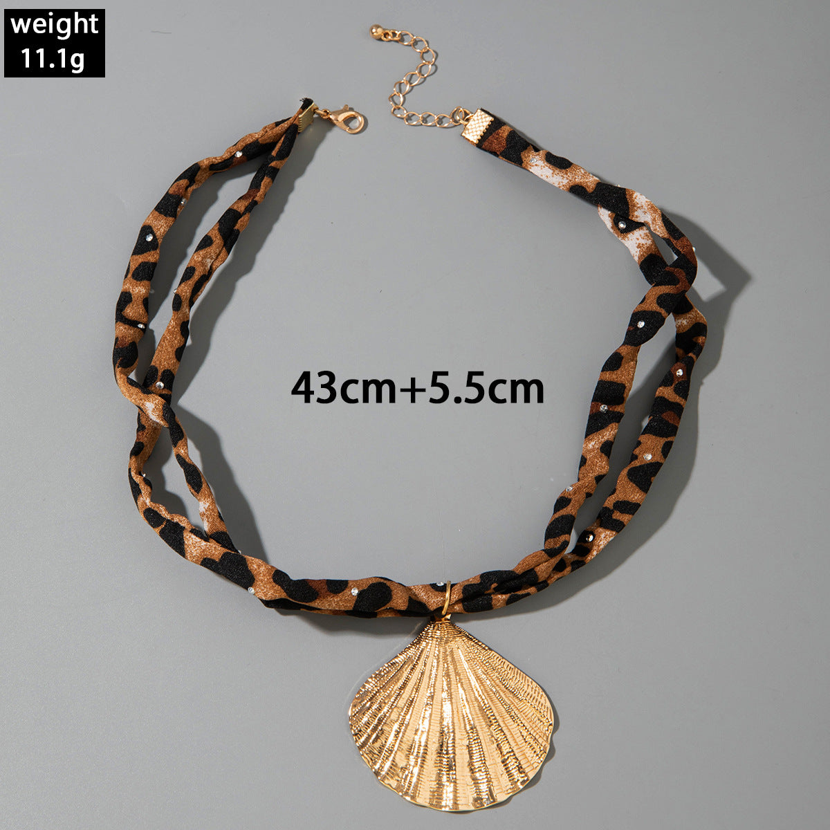 European and American Style Ocean-themed Cross Conch Starfish Pendant Leopard Print Exaggerated Necklace Collarbone Chain Jewelry
