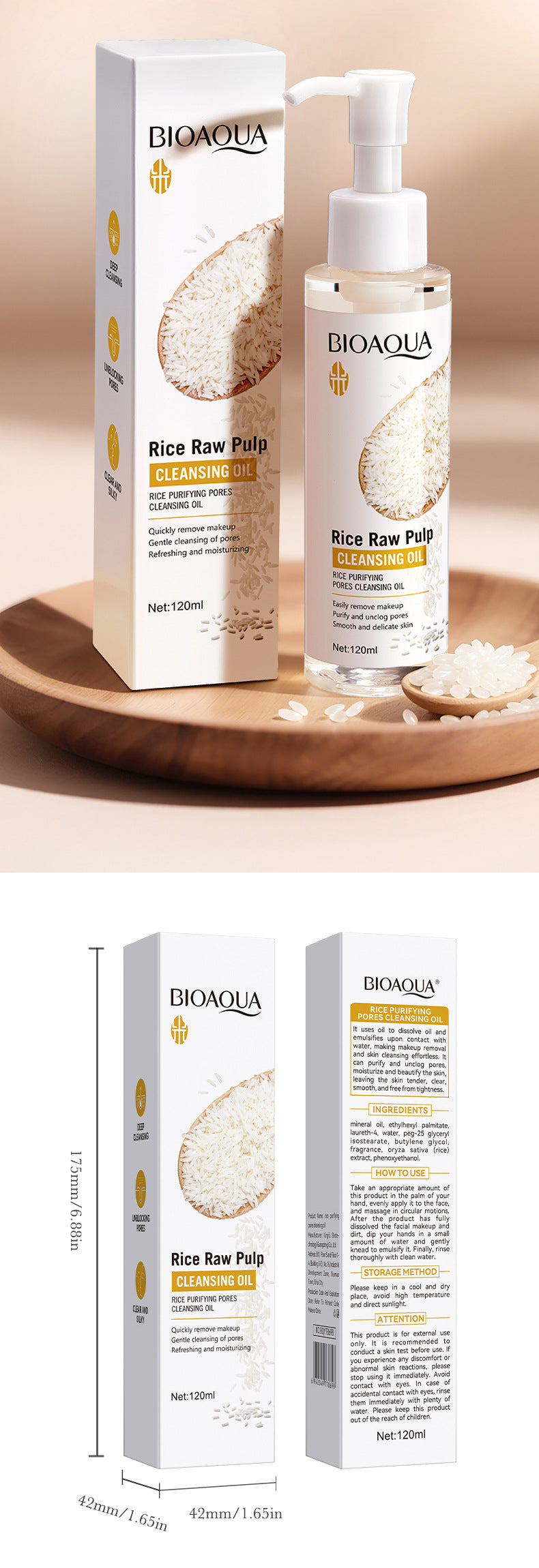 BIOAOUA Rice Puree Pore Clearing Cleansing Oil Makeup Remover Oil  Wholesale