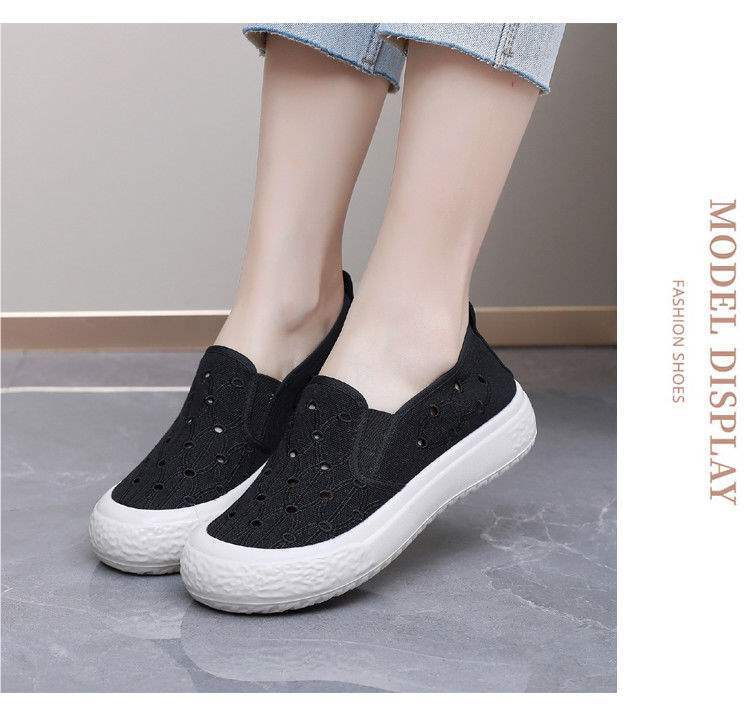 New Hollow Mesh Women's Shoes Breathable Perforated Fisherman Shoes White Canvas Shoes Women's Fashion Versatile Thick Sole Mesh Shoes