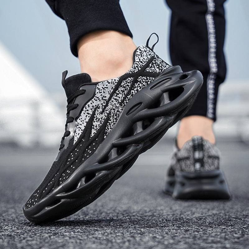 Summer Flyknit Breathable Running Shoes Braided Sole Casual Sports Shoes Men's Lightweight Trendy Shoes Professional Racing Running Shoes