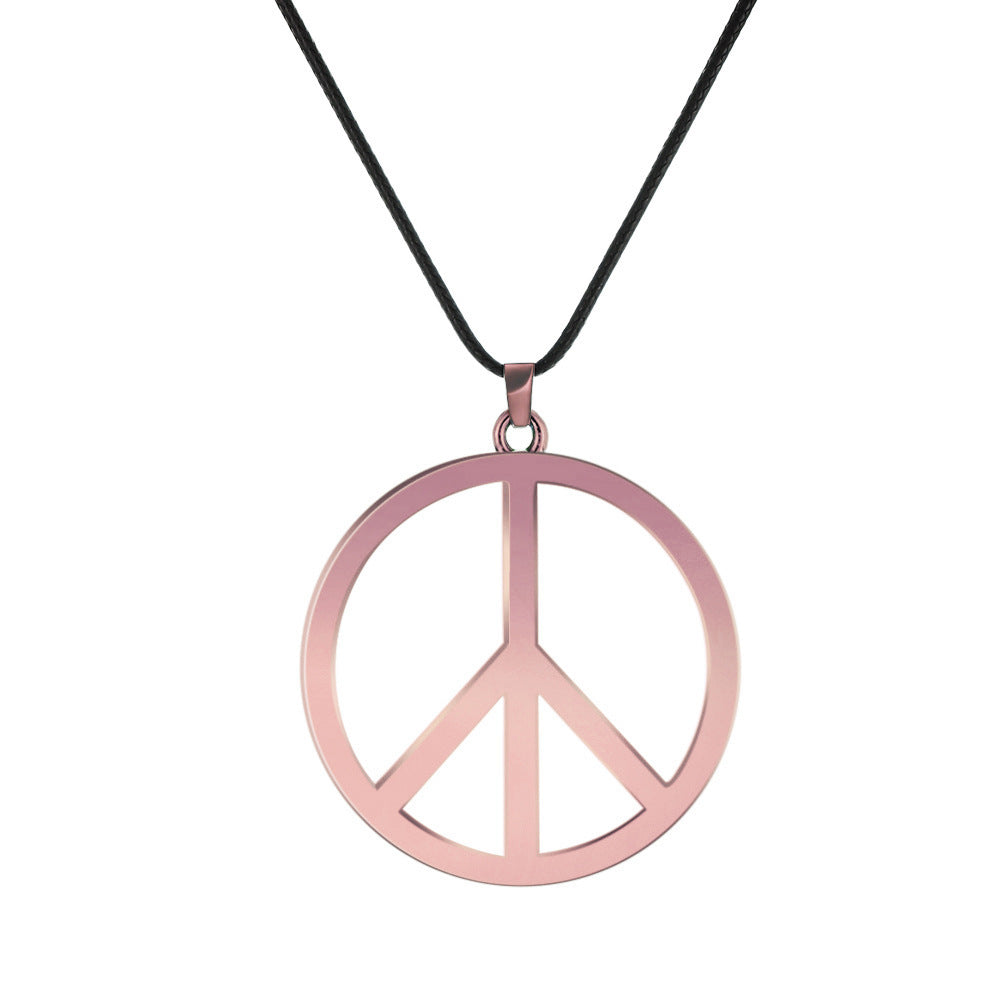 Women's Pendant Necklace with Peace Sign Sweater Chain Creative Round Retro Anti-War Peace Necklace