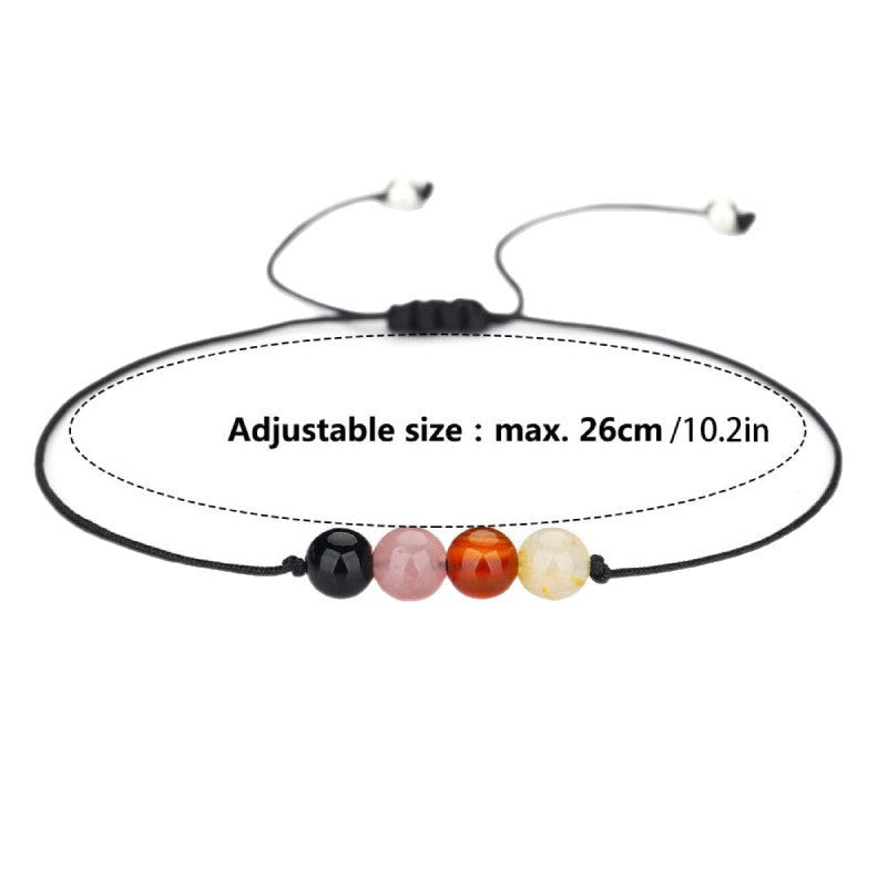 Handmade Knot Braided Bracelet Stone Beaded Tiger Eye Map Stone Couple Gift Stretchable Braided Bracelet