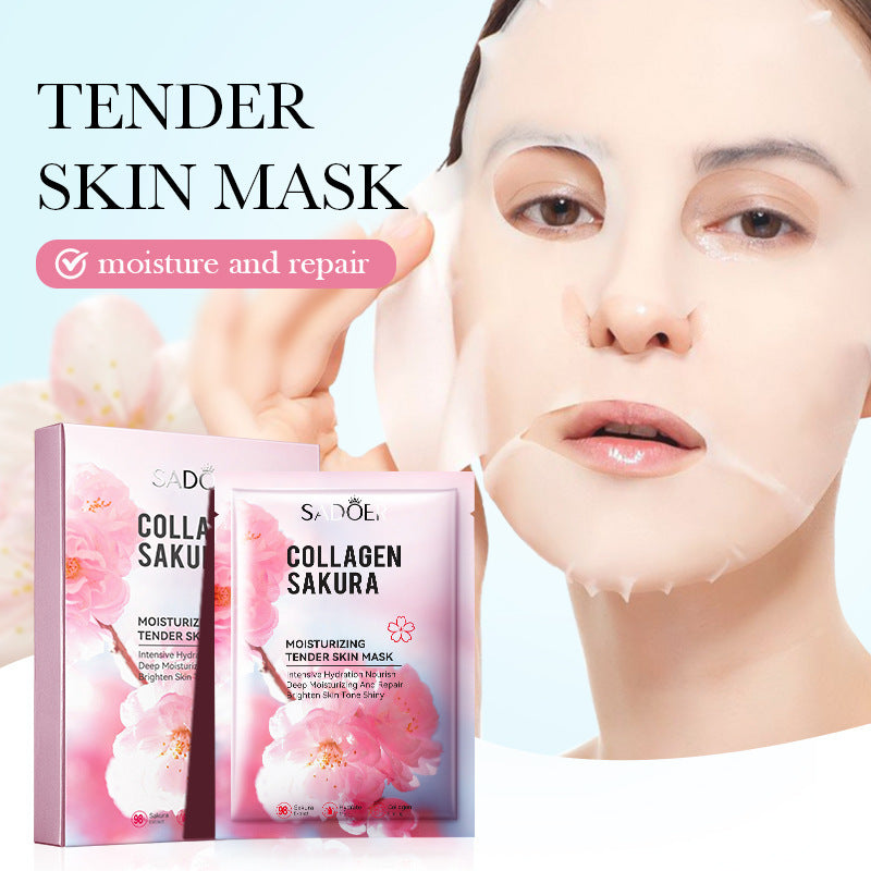 Sakura Mask Box SADOER Collagen Moisturizing Rejuvenating Hydrating Mask Cross-Border Wholesale