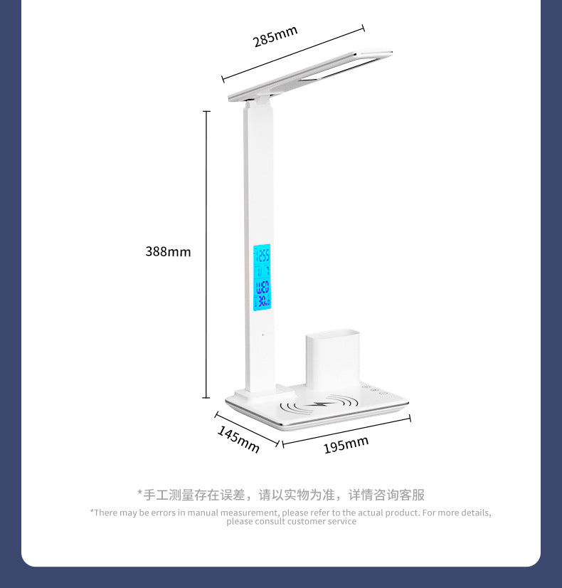 Student Eye Protection Desk Lamp Multi-Functional LED Digital Display Desktop Folding Light Smart15W Wireless Charging Desk Lamp Alarm Clock