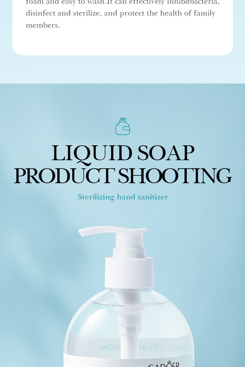 All English Hand Sanitizer500ml SADOER Foam Deep Cleansing Large Capacity  Foreign Trade Wholesale