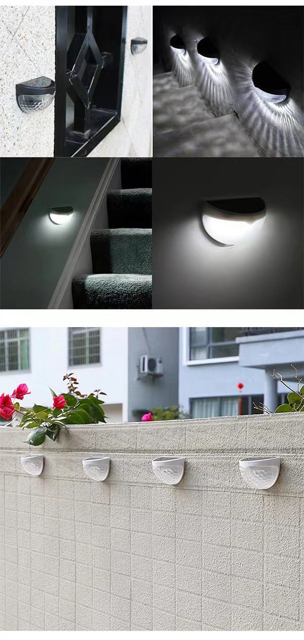 Solar Fence Light Semi-circular Step Light6LED Garden Balcony Wall Lamp Fence Courtyard Decorative Wall Lamp Outdoor