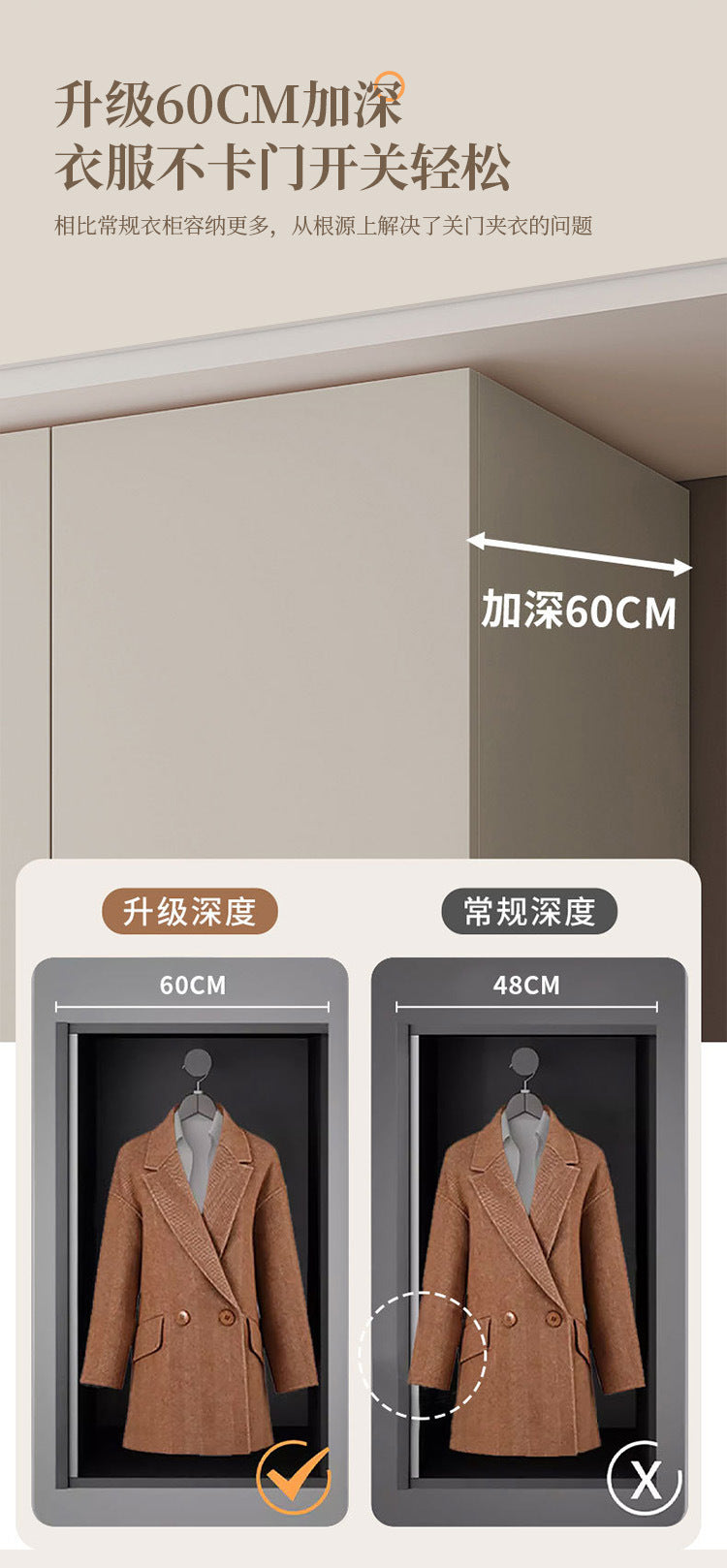 One-Door to Ceiling Heightened Solid Wood Wardrobe for Home Bedroom, Double Door Simple Assembly Cabinet, European Pine Board Storage Cabinet, Wardrobe