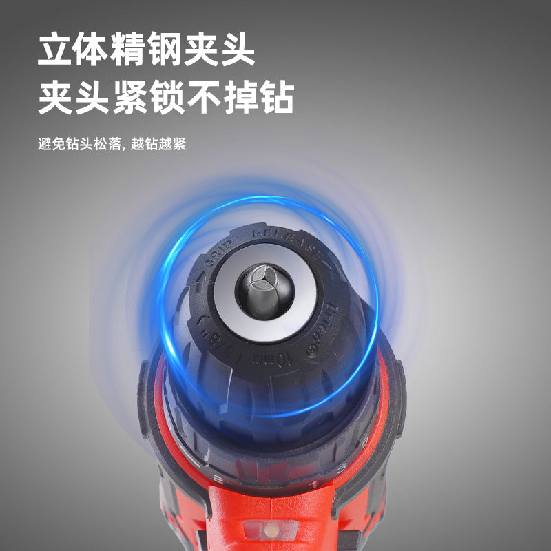 Lithium Battery Rechargeable Household Pistol Impact Drill Multi-Function Electric Screwdriver Tool Set Electric Drill