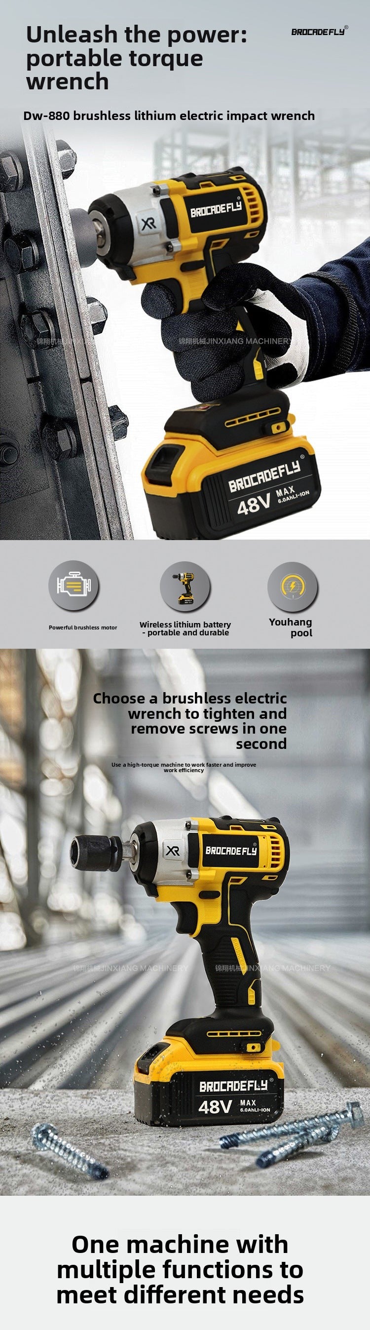 Brushless Electric Wrench High Torque Screwdriver Impact Wind Cannon Wrench Car Scaffolding Woodworking Wrench