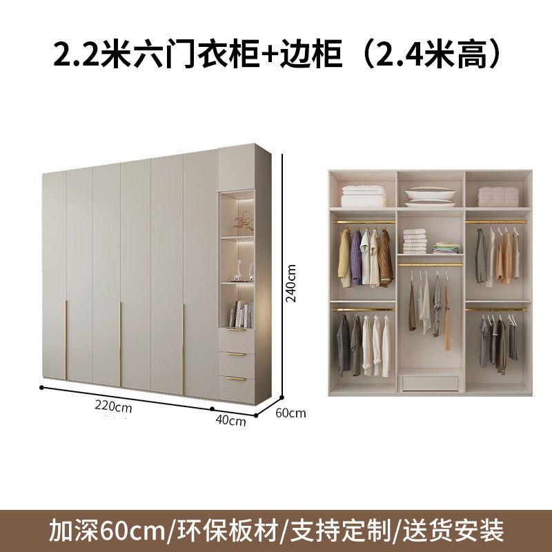 Custom Solid Wood Wardrobe for Home Bedroom Modern Simple Cream Style Hot-Selling Storage Cabinet One-Door to Ceiling Large Wardrobe