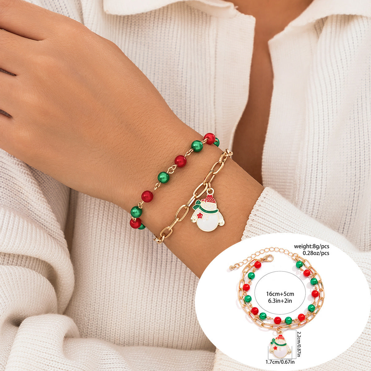 Women's Holiday Gift Bracelet Santa Claus Set Snowman Soft Clay Ornaments European and American Christmas Bracelet