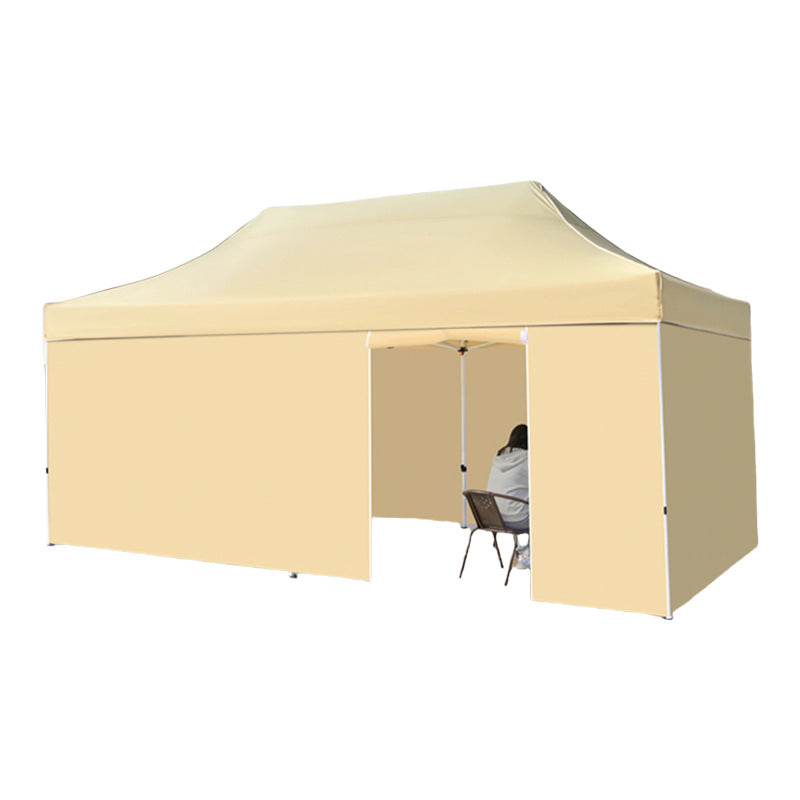 Four-Corner Tent Cover Night Market Stall Khaki Transparent Rain Cover Outdoor Thickened Zipper Version Winter Rainproof Enclosure