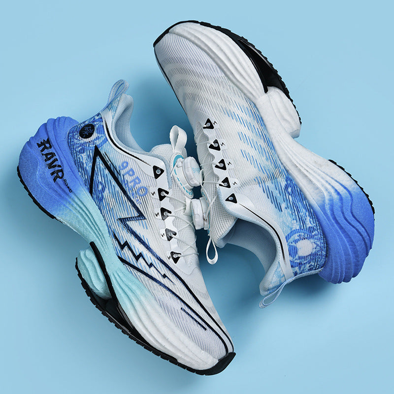 2025Autumn Winter Casual Fashion Double Mesh Knob Buckle Sneakers Super High Elastic Soft Sole Carbon Plate Anti-Slip Running Shoes