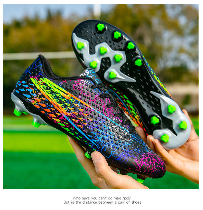 New professional football shoes for men and women AG Long Spike Colorful Multi-Color Youth Student Grass Competition Training Shoes