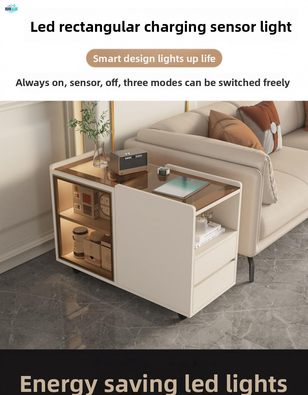 Solid Wood Modern Minimalist Rock Board Sofa Side Cabinet Light Luxury Living Room Home Side Cabinet Corner Table Movable Side Table Coffee Table