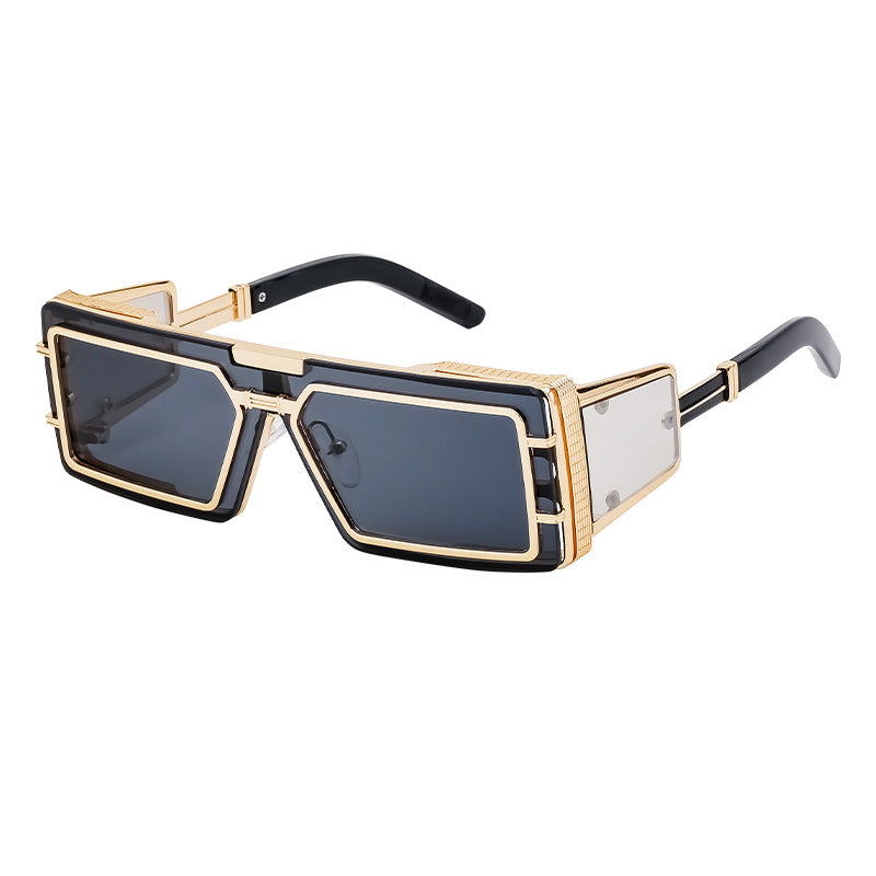 New Full Frame Glasses Men's Future Technology High-end Sense European and American fashion Square Frame Sunglasses Sunglasses shades