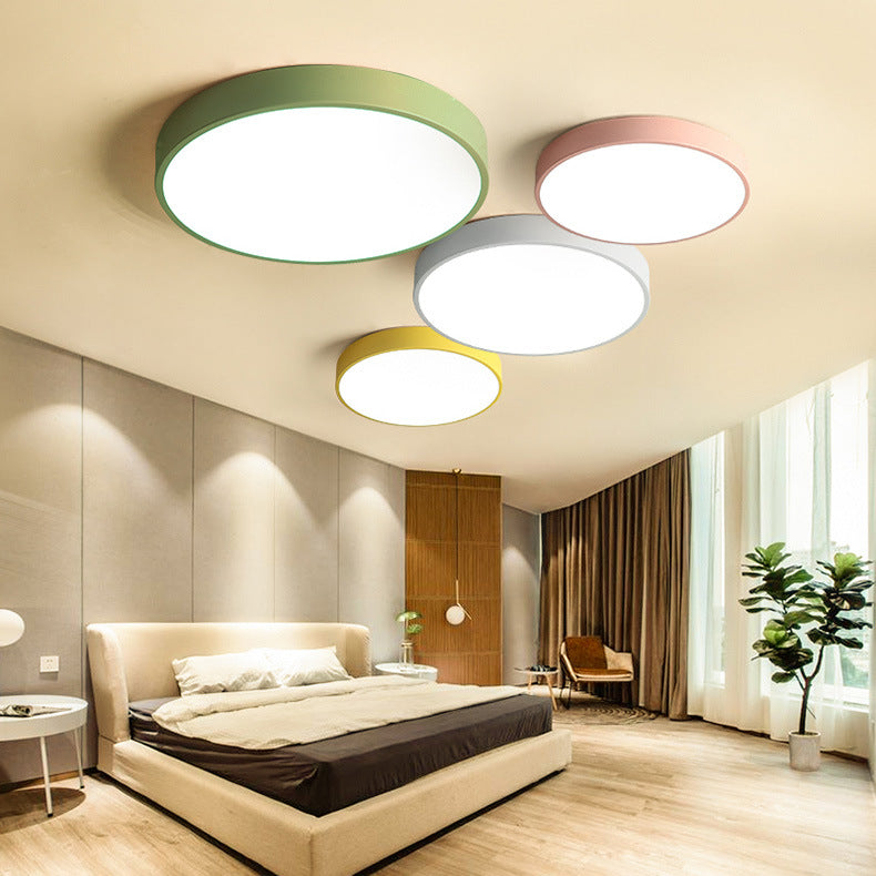Macarons led Ceiling Light Round Modern Minimalist Bedroom Light Iron Art Ultra-thin Living Room Light Home Balcony Light