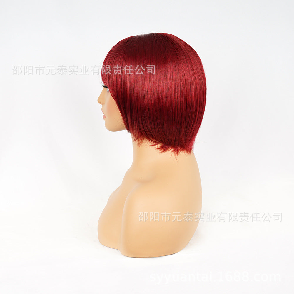 Air Bangs Medium Short Straight Hair BOBO Wig BUG Wig wigs Neck-Length European and American Style Wig African Wig