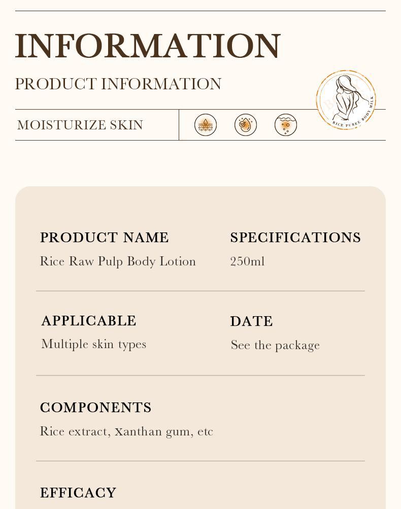 Full English Body Lotion250ml BIOAOUA Rice Moisturizing Hydrating Lotion  Wholesale