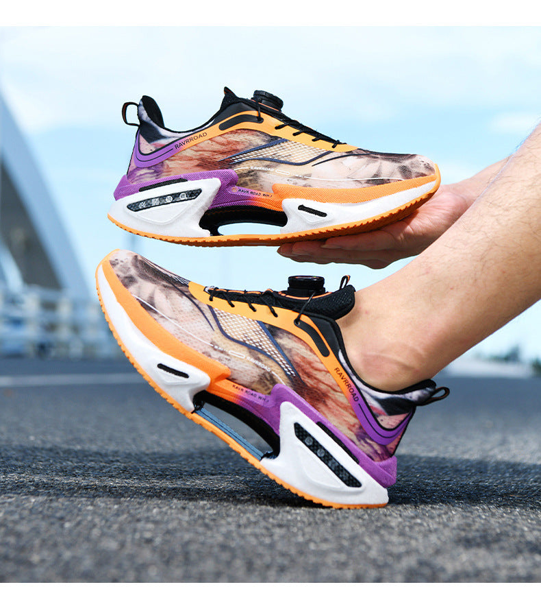 DAJUEYING Real Explosion Protection Carbon Plate High Elastic Cushioning Running Shoes Men and Women Knob Buckle Racing Mesh Breathable Sports Shoes