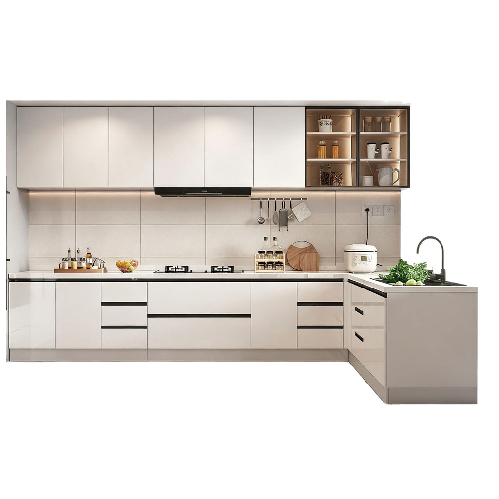 Gas Stove Cabinet Integrated Cabinet Custom Aluminum Alloy Household Modern Simple Kitchen Stove Storage Cabinet Customization