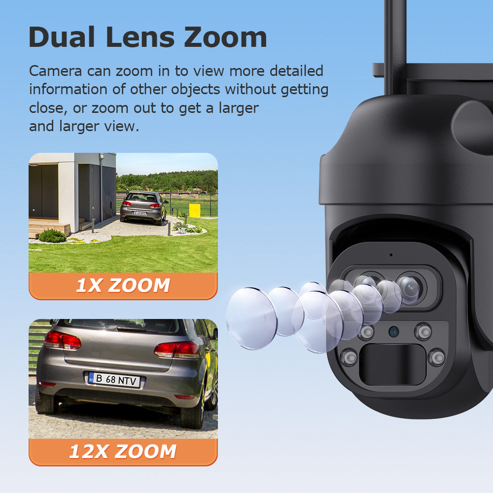 4G Solar Camera Camera12High Magnification Low Power Consumption Surveillance600Wanquan Color Camera Outdoor Waterproof