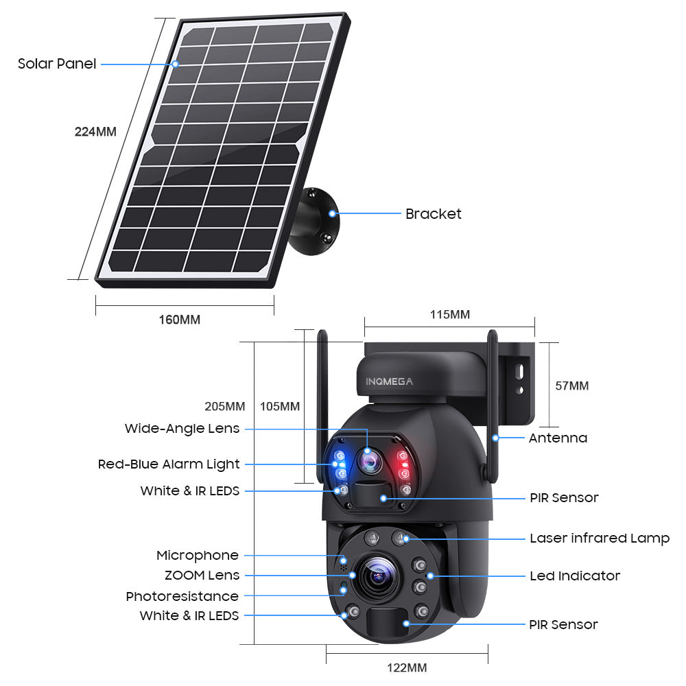 In-stock Solar Camera Dual Lens4G Outdoor HD Surveillance202x Zoom Camera Intelligent Surveillance