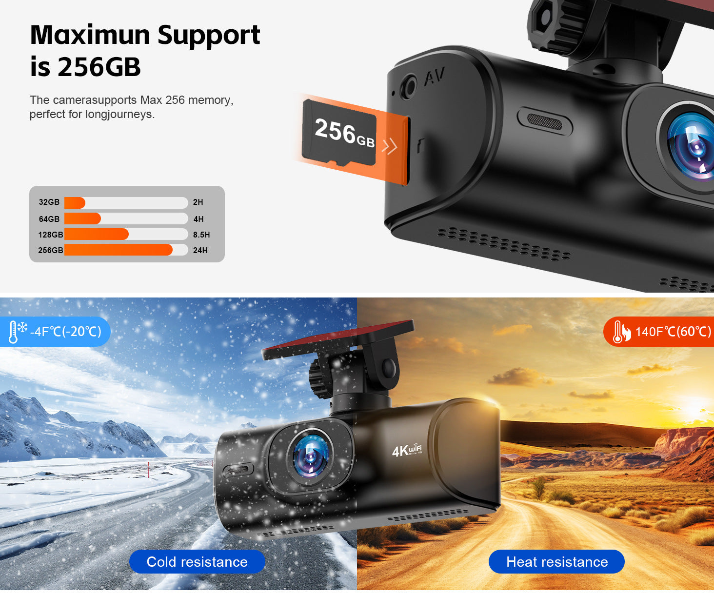 V27Hd4K Driving Recorder WiFi Mobile Phone Interconnection GPS Track Front and Rear Dual Recording Parking Monitoring